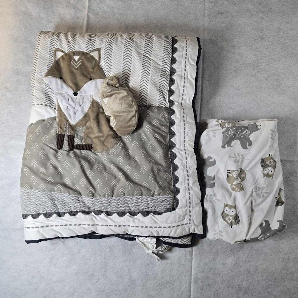 lambs and‎ ivy woodland forest animals crib Quilt And Fitted Sheet